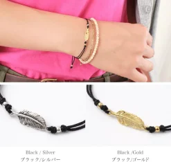 CHALISA T.. Anklets^/ Mini Feather Notched Cord Bracelet