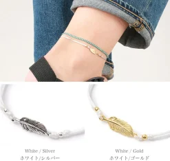CHALISA T.. Anklets^/ Mini Feather Notting Cord Anklet