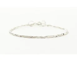 CHALISA T.. Anklets^/ Multi-cut Karen beads & tube beads / bracelet silver