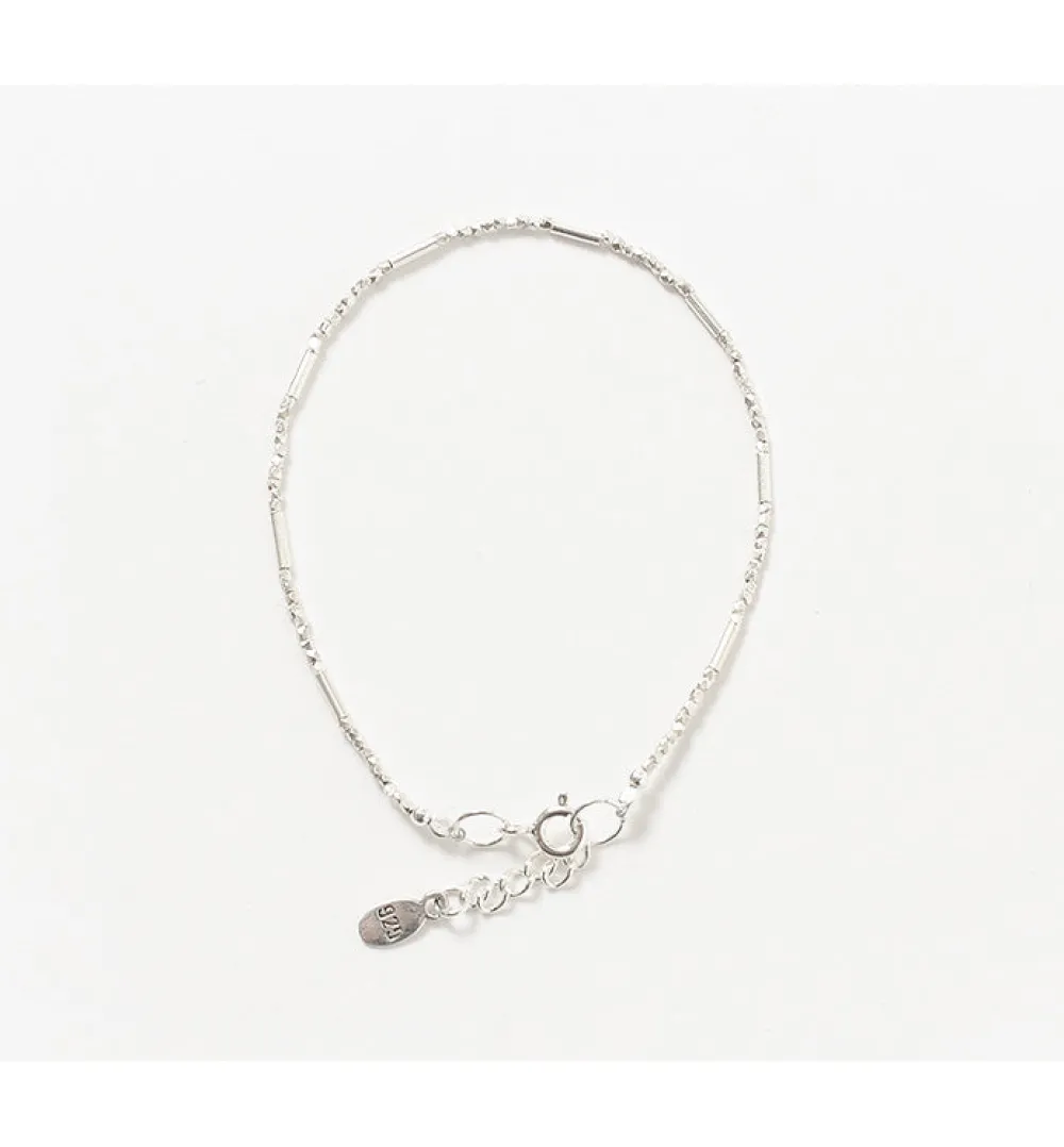 CHALISA T.. Anklets^/ Multi-cut Karen beads & tube beads / bracelet silver