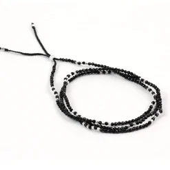 CHALISA T.. Anklets^/ Onyx 2mm cut beads 2 way accessory necklace/bracelet black
