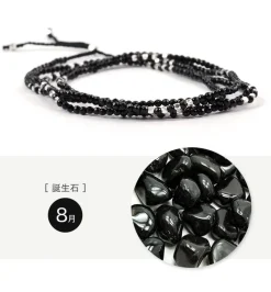 CHALISA T.. Anklets^/ Onyx 2mm cut beads 2 way accessory necklace/bracelet black