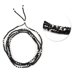 CHALISA T.. Anklets^/ Onyx 2mm cut beads 2 way accessory necklace/bracelet black