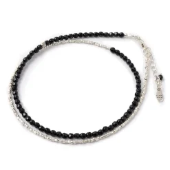 CHALISA T.. Anklets^/ Onyx W-Wrap Anklet black