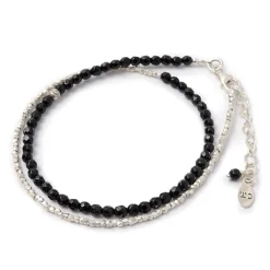 CHALISA T.. Anklets^/ Onyx W-Wrap Bracelet black