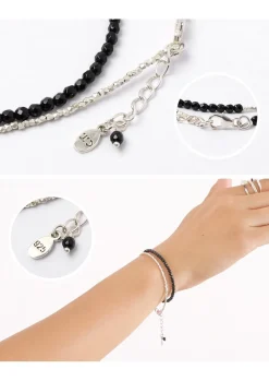 CHALISA T.. Anklets^/ Onyx W-Wrap Bracelet black
