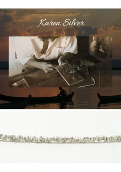 CHALISA T.. Anklets^/ Round Shell Wrap Anklet/Karen Silver Flat Beads white