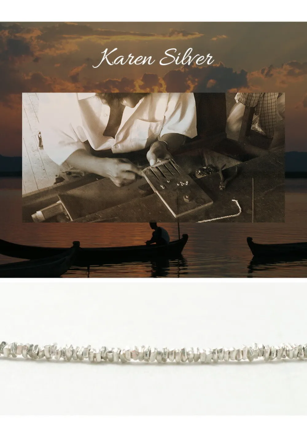 CHALISA T.. Anklets^/ Round Shell Wrap Anklet/Karen Silver Flat Beads white