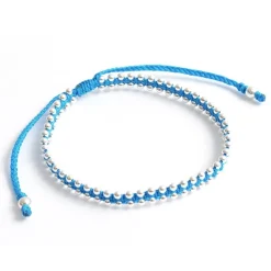 CHALISA T.. Anklets^/ Silver Ball Beads Duo Bracelet