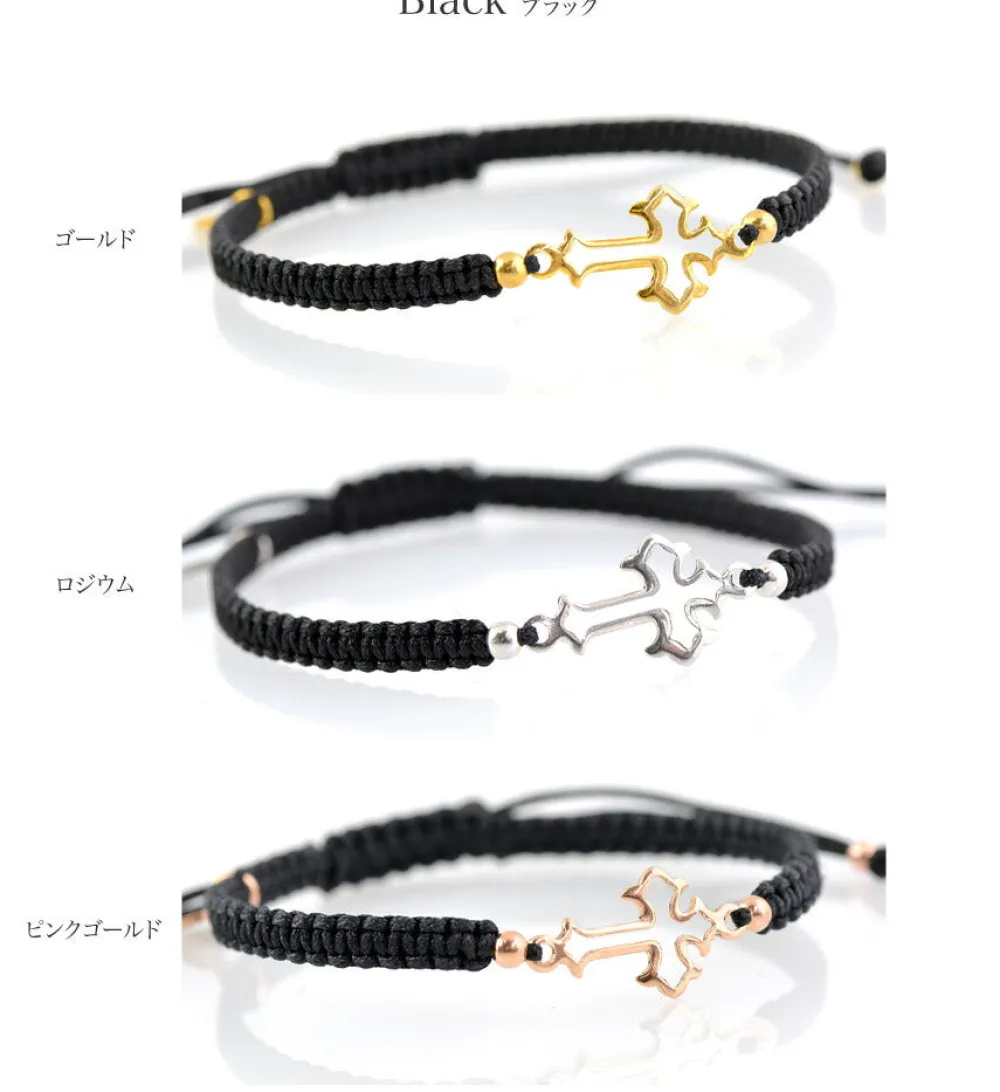 CHALISA T.. Anklets^/ Silver Cross Knotting Cord Anklet