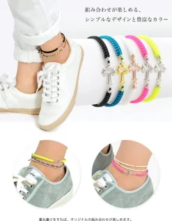 CHALISA T.. Anklets^/ Silver Cross Knotting Cord Anklet