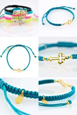 CHALISA T.. Anklets^/ Silver Cross Knotting Cord Anklet