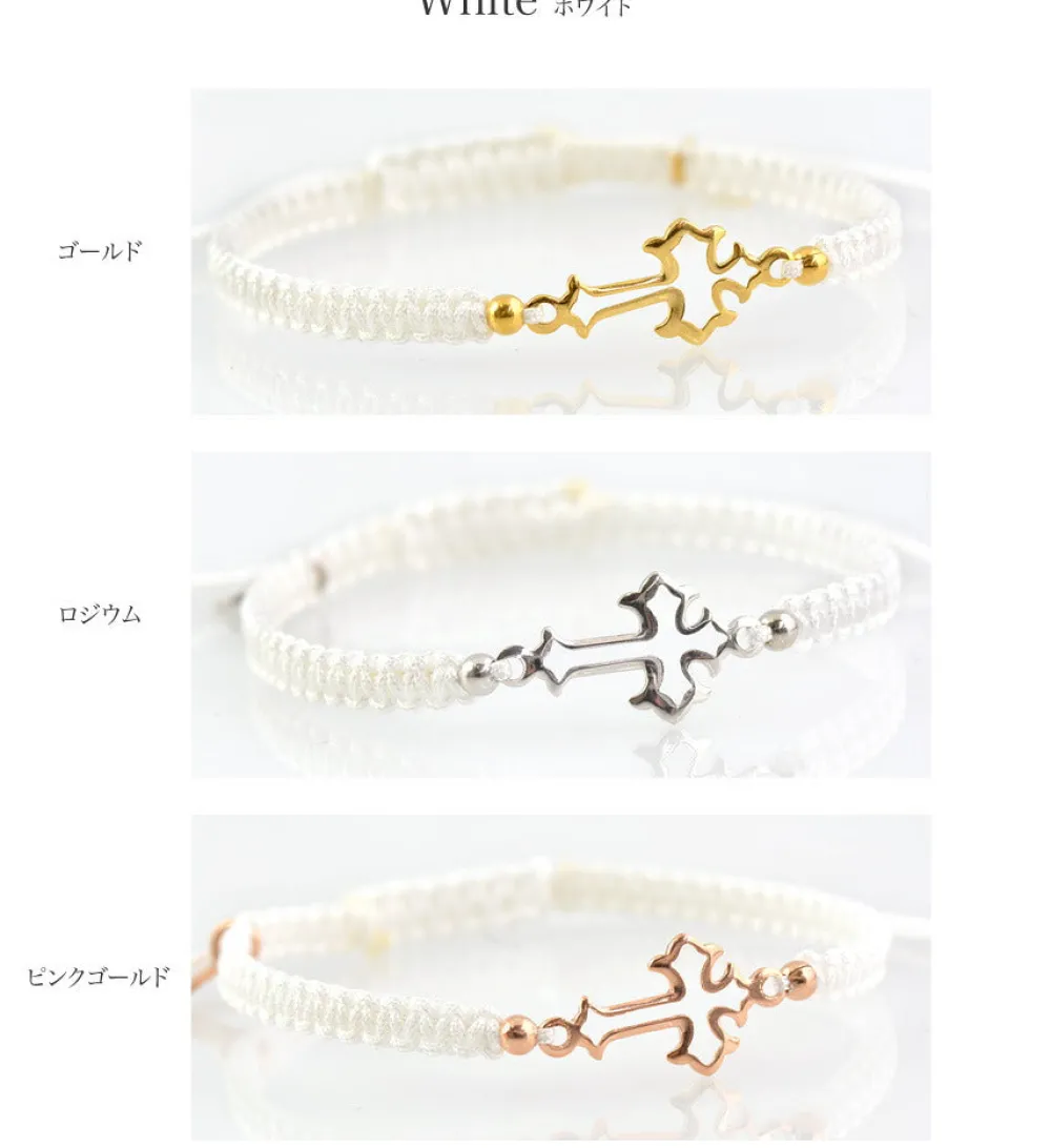 CHALISA T.. Anklets^/ Silver Cross Knotting Cord Anklet