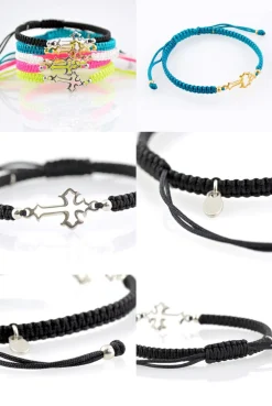 CHALISA T.. Bracelets^/ Silver cross notched cord bracelet