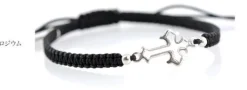 CHALISA T.. Bracelets^/ Silver cross notched cord bracelet