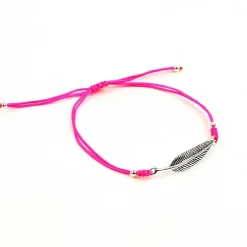 CHALISA T.. Anklets^/ Silver feather knotted cord bracelet