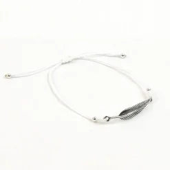 CHALISA T.. Anklets^/ Silver feather knotted cord bracelet