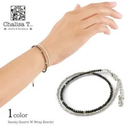CHALISA T.. Anklets^/ Smoky Quartz W-Wrap Bracelet darkgray