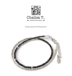 CHALISA T.. Anklets^/ Smoky Quartz W-Wrap Bracelet darkgray