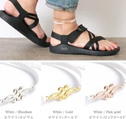 CHALISA T.. Anklets^/ Symmetrical Flower Pattern Notched Cord Anklet
