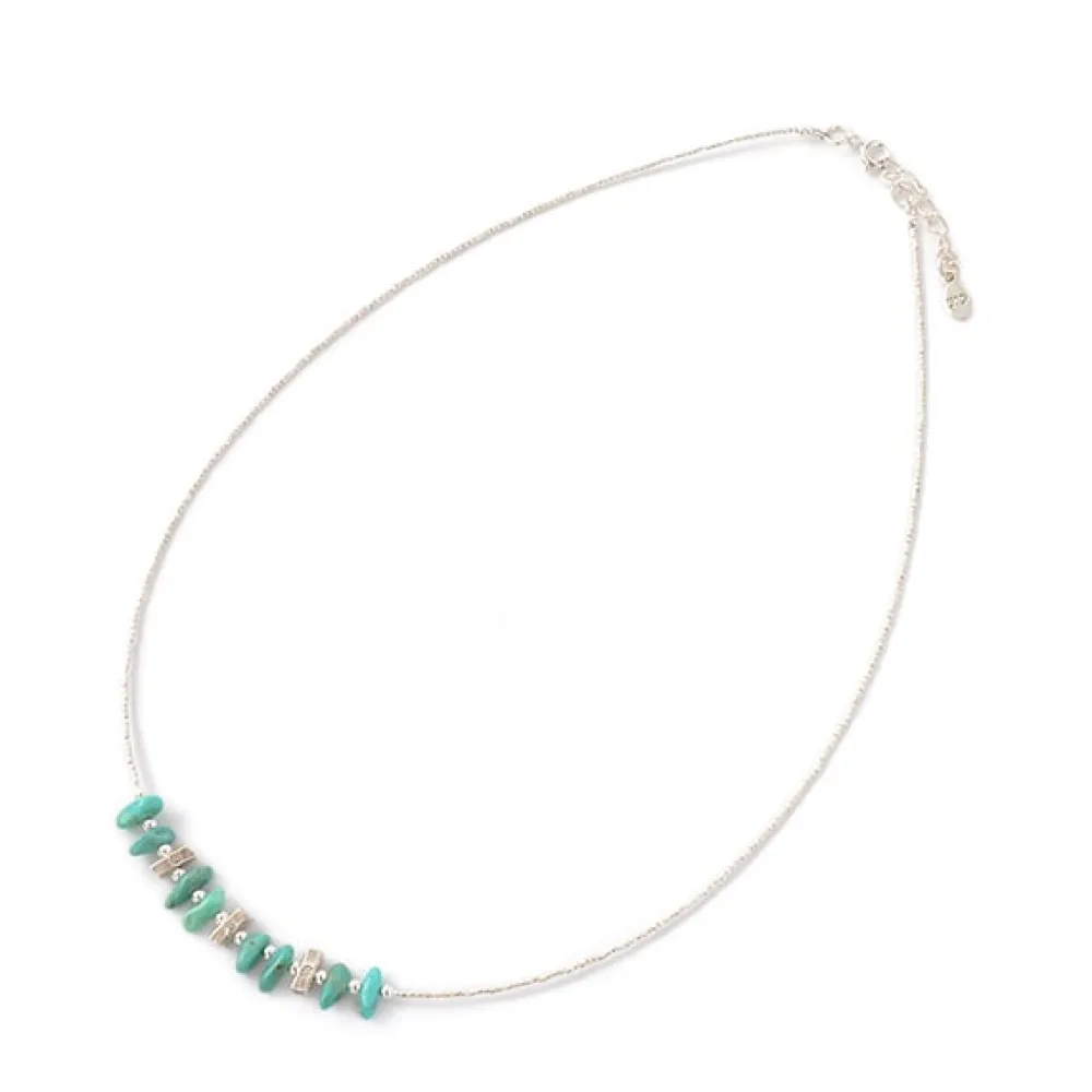 CHALISA T.. Anklets^/ Turquoise Tiny Beads Necklace blue