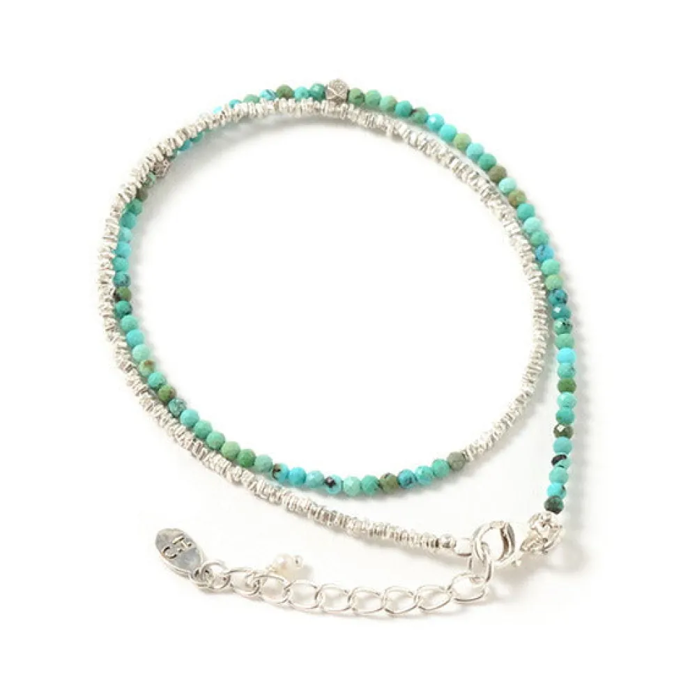 CHALISA T.. Anklets^/ Turquoise W Wrap Bracelet Karen Silver blue