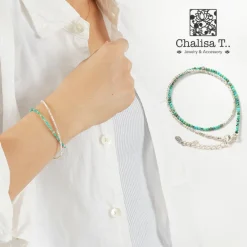 CHALISA T.. Anklets^/ Turquoise W Wrap Bracelet Karen Silver blue