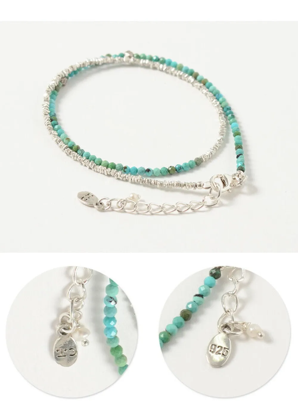 CHALISA T.. Anklets^/ Turquoise W Wrap Bracelet Karen Silver blue