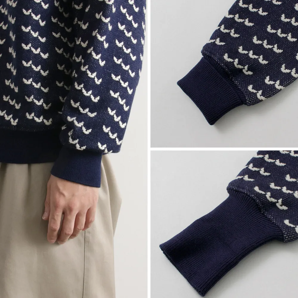 COOHEM Knits^/ Big Birds Eye Knit Pullover navy