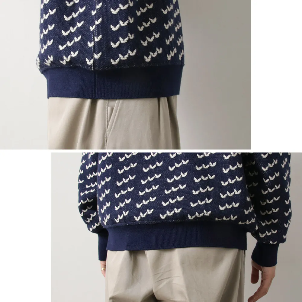 COOHEM Knits^/ Big Birds Eye Knit Pullover navy