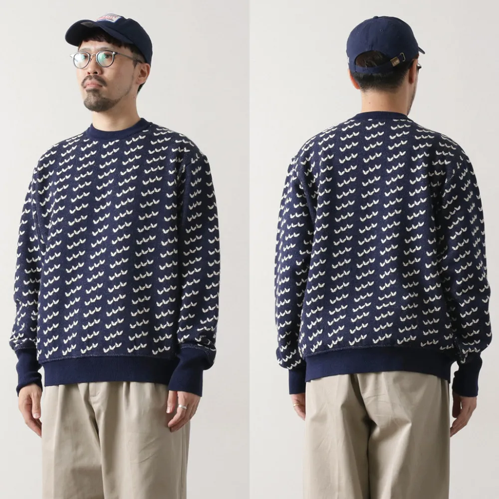 COOHEM Knits^/ Big Birds Eye Knit Pullover navy
