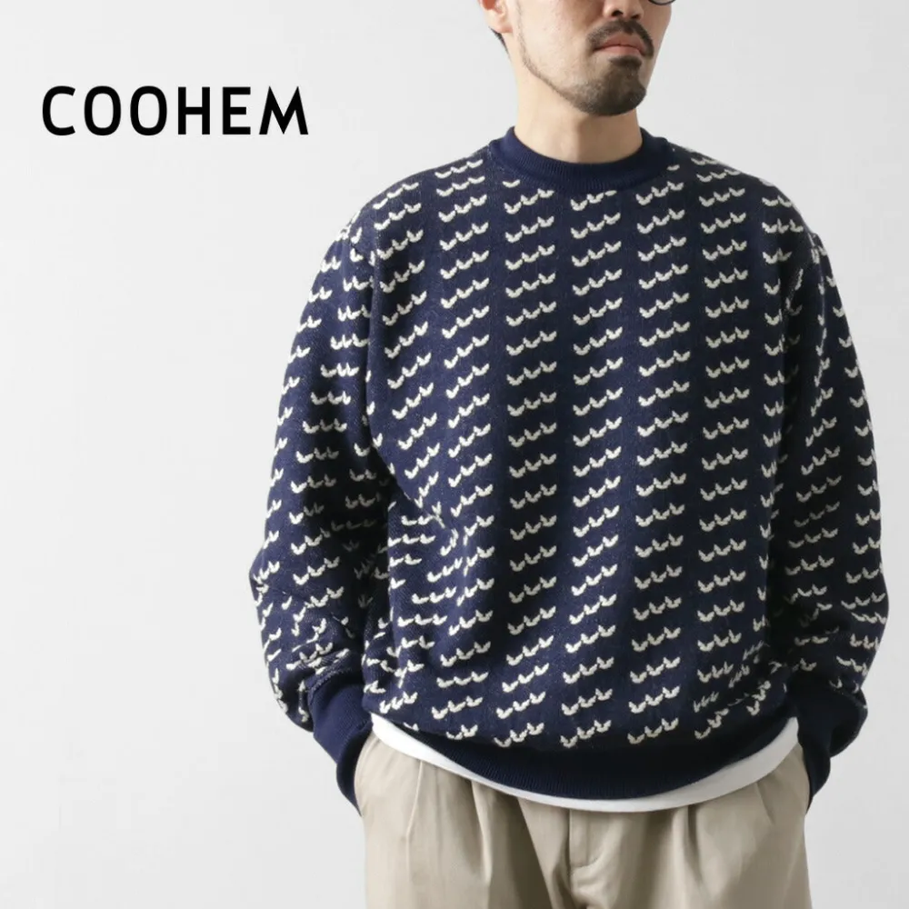 COOHEM Knits^/ Big Birds Eye Knit Pullover navy