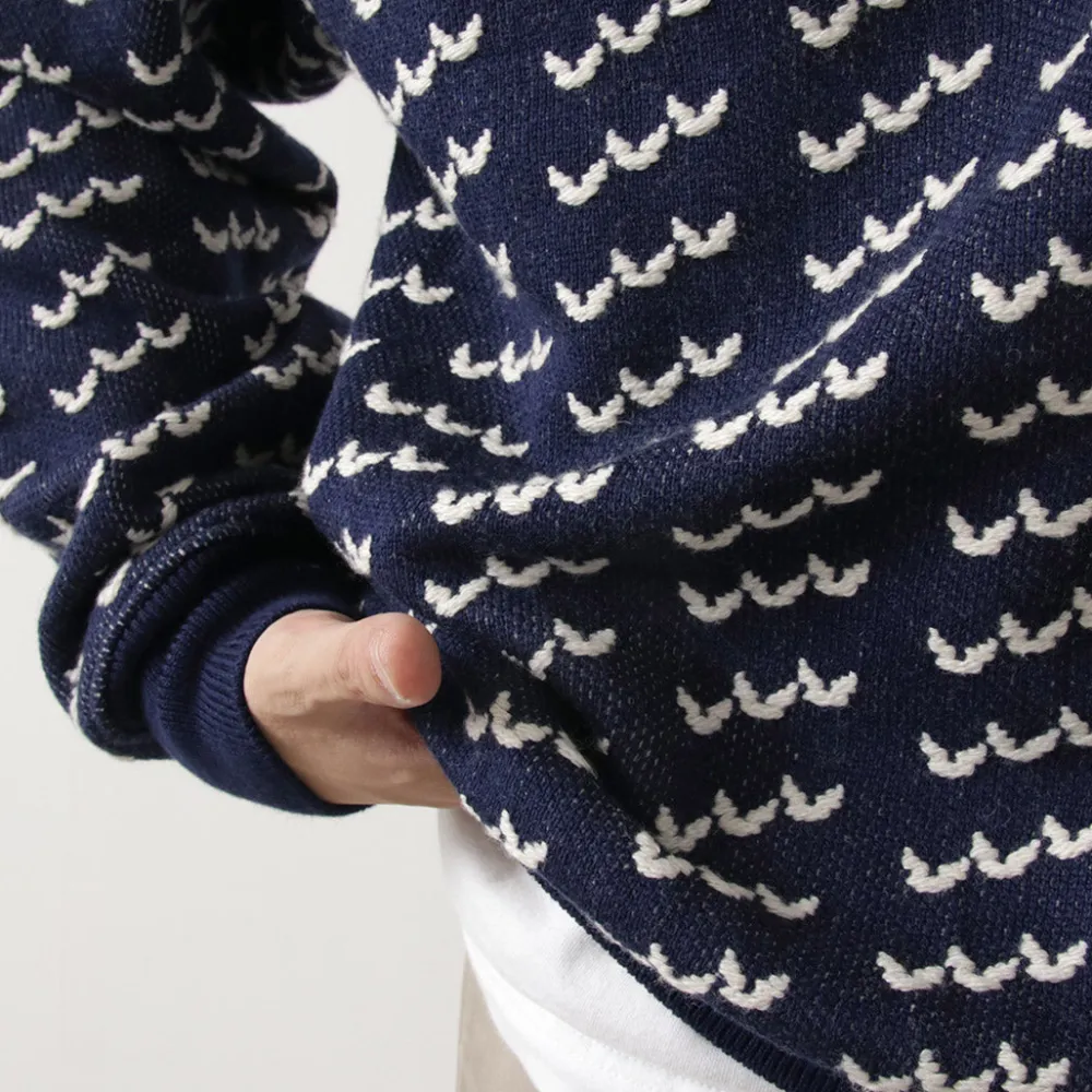 COOHEM Knits^/ Big Birds Eye Knit Pullover navy