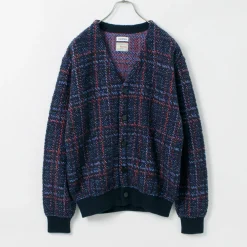 COOHEM Cardigans^/ Check Tweed Cardigan navy