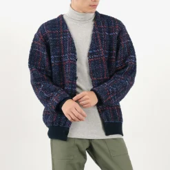 COOHEM Cardigans^/ Check Tweed Cardigan navy