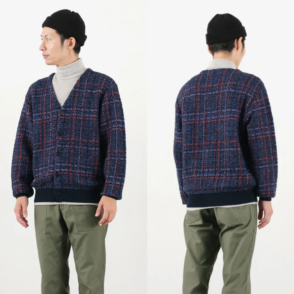 COOHEM Cardigans^/ Check Tweed Cardigan navy
