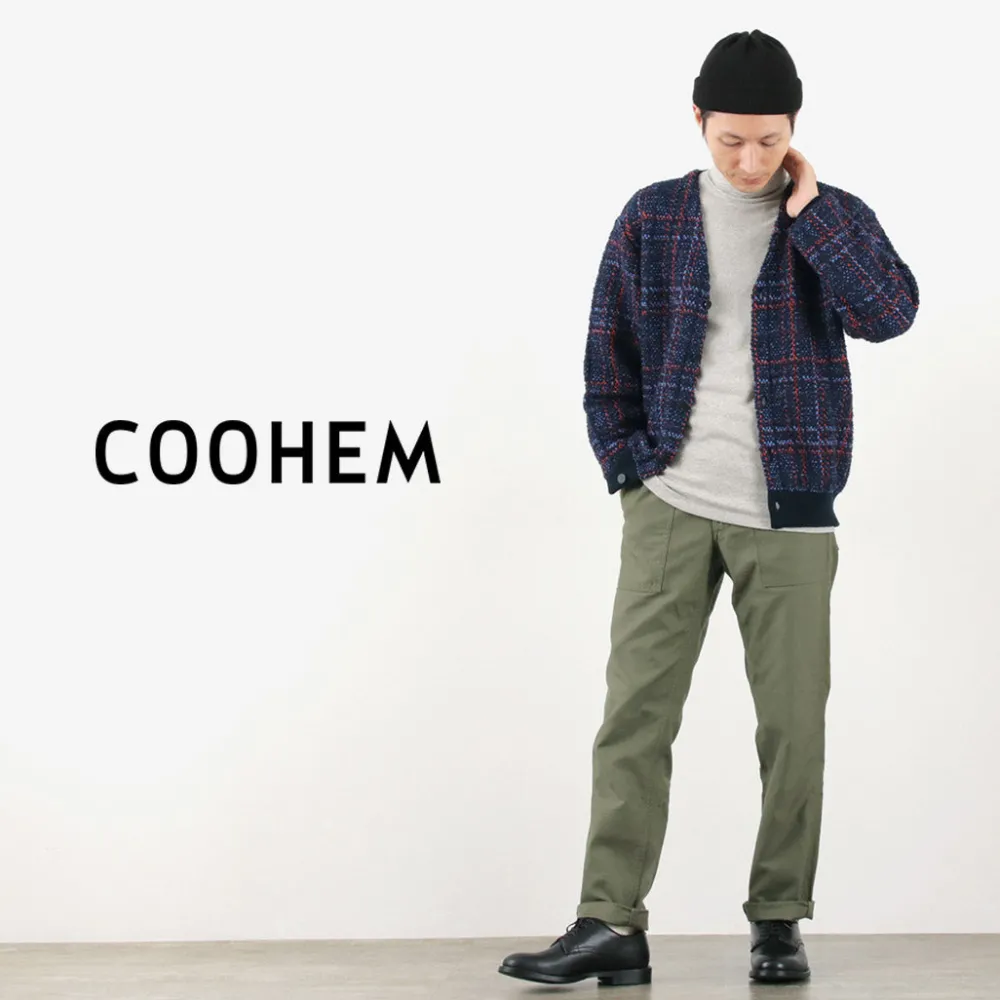 COOHEM Cardigans^/ Check Tweed Cardigan navy