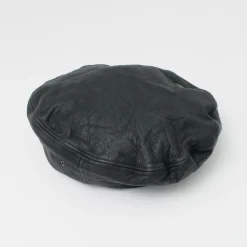 DECHO Hats^/ Leather Beret black