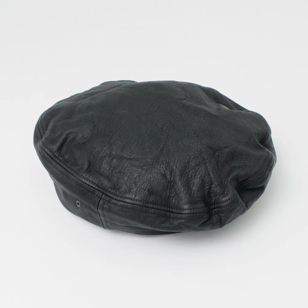 DECHO Hats^/ Leather Beret black