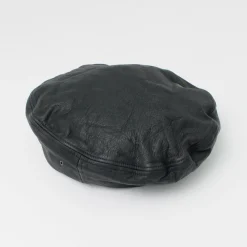 DECHO Hats^/ Leather Beret black