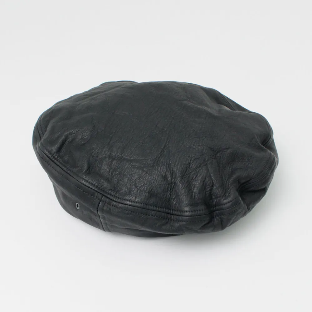 DECHO Hats^/ Leather Beret black