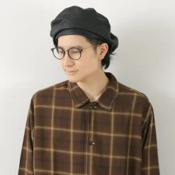 DECHO Hats^/ Leather Beret black
