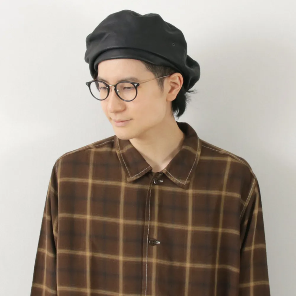 DECHO Hats^/ Leather Beret black