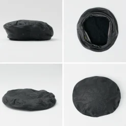 DECHO Hats^/ Leather Beret black