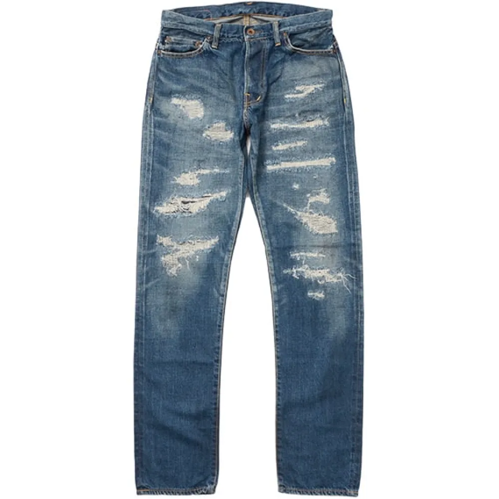 DEPSEA Jeans^/ DP001 Straight 5P Denim Pants - Vintage finish used-wash