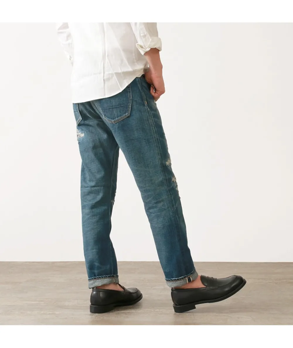 DEPSEA Jeans^/ DP001 Straight 5P Denim Pants - Vintage finish used-wash