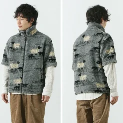 FARFIELD ORIGINAL Jackets^/ Jacquard Weave Boa Short Sleeve Fell Jacket