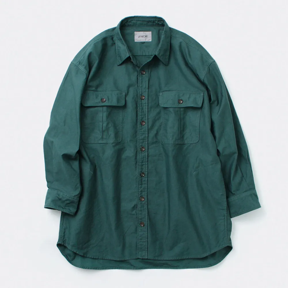 FNOR Shirts^/ Grandval garment dye Shrimp sleeve shirt coat green