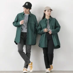 FNOR Shirts^/ Grandval garment dye Shrimp sleeve shirt coat green