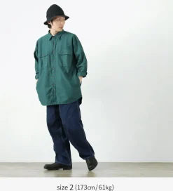FNOR Shirts^/ Grandval garment dye Shrimp sleeve shirt coat green